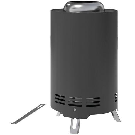 Northio Feuerschale Ø16x25cm aus Edelstahl Feuerstelle mit Schürhaken Rauchfreie Feuerschalen Feuerkorb für Garten, Balkon Terrasse, Outdoor BBQ Camping Grau Aosom  