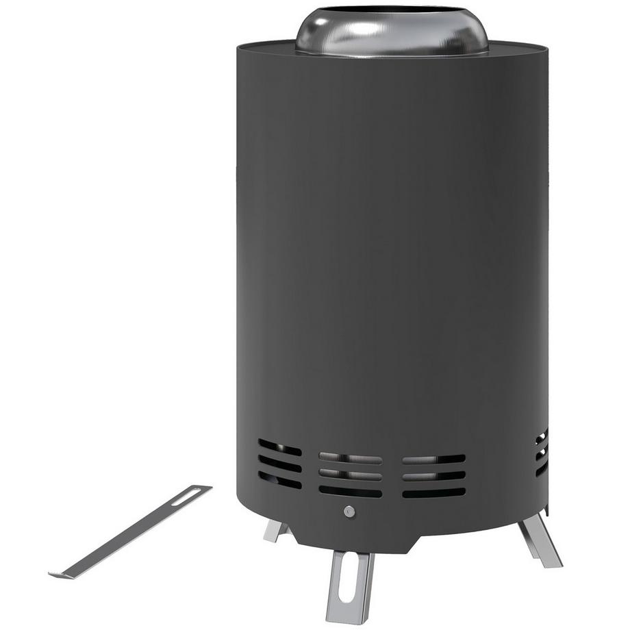 Northio Brasero Ø16x25cm en acier inoxydable brasero avec tisonnier brasero sans fumée panier à feu pour jardin, balcon terrasse, barbecue extérieur camping gris Aosom  