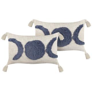 Beliani Lot de 2 coussins en Coton Boho LUPINUS  