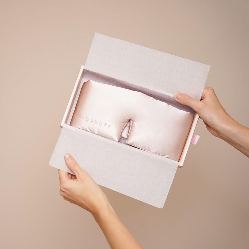 VBEAUTY  Premium Deep Sleep Seiden Schlafmaske - Rosé 