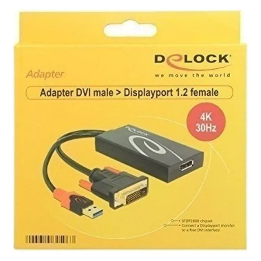 DeLock - Adaptateur  4k, 30hz DVI-D USB 2.0 - DisplayPort, One Size, Noir