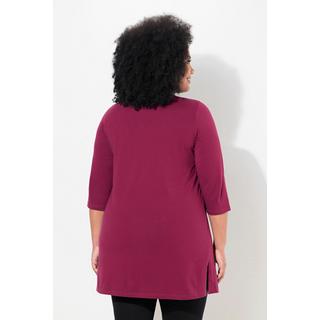 Ulla Popken  Maglia lunga con scollo a V, maniche a 3/4 e taglio svasato 