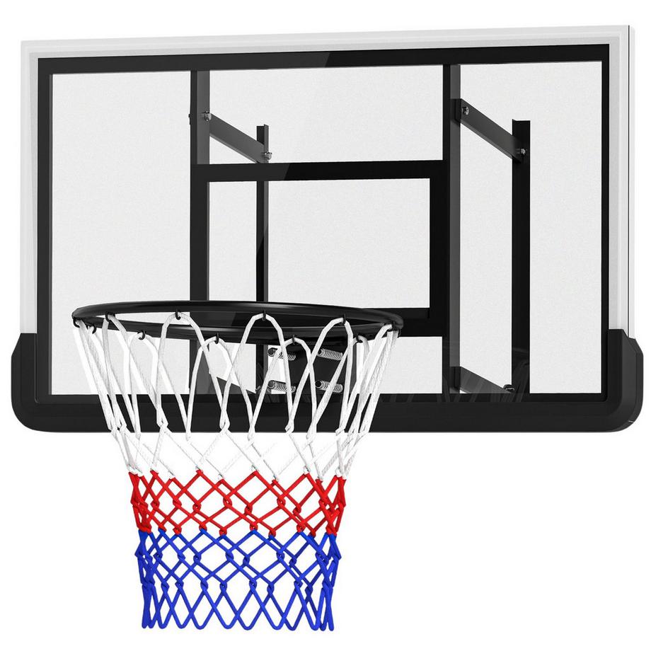 Northio  Basketballkorb mit Rückwand für Outdoor & Indoor, Basketballbrett mit Ø45 cm Stahlkorb und Netz, Wandmontage, Basketball Board für Erwachsene, Schwarz 