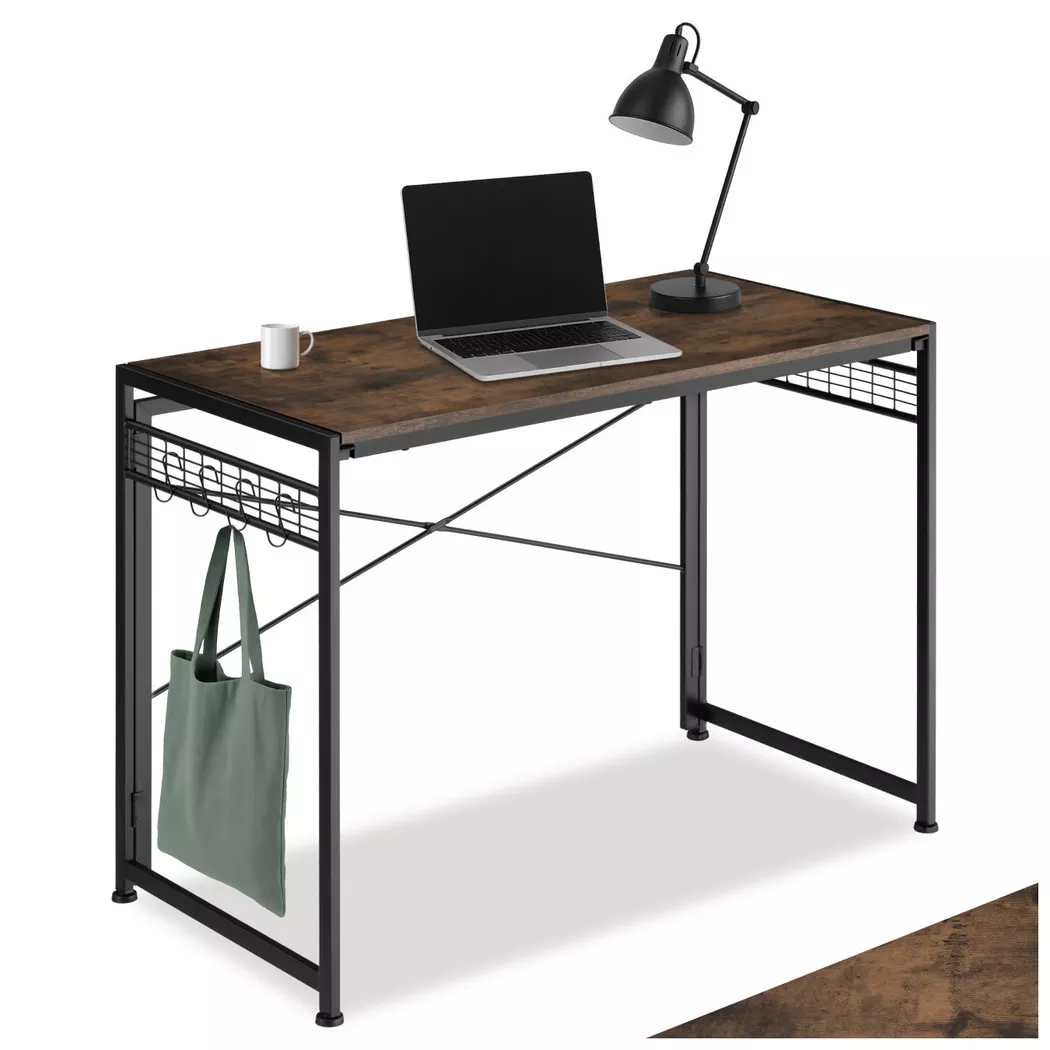 Tectake - Bureau Paterson pliable, One Size, Marron