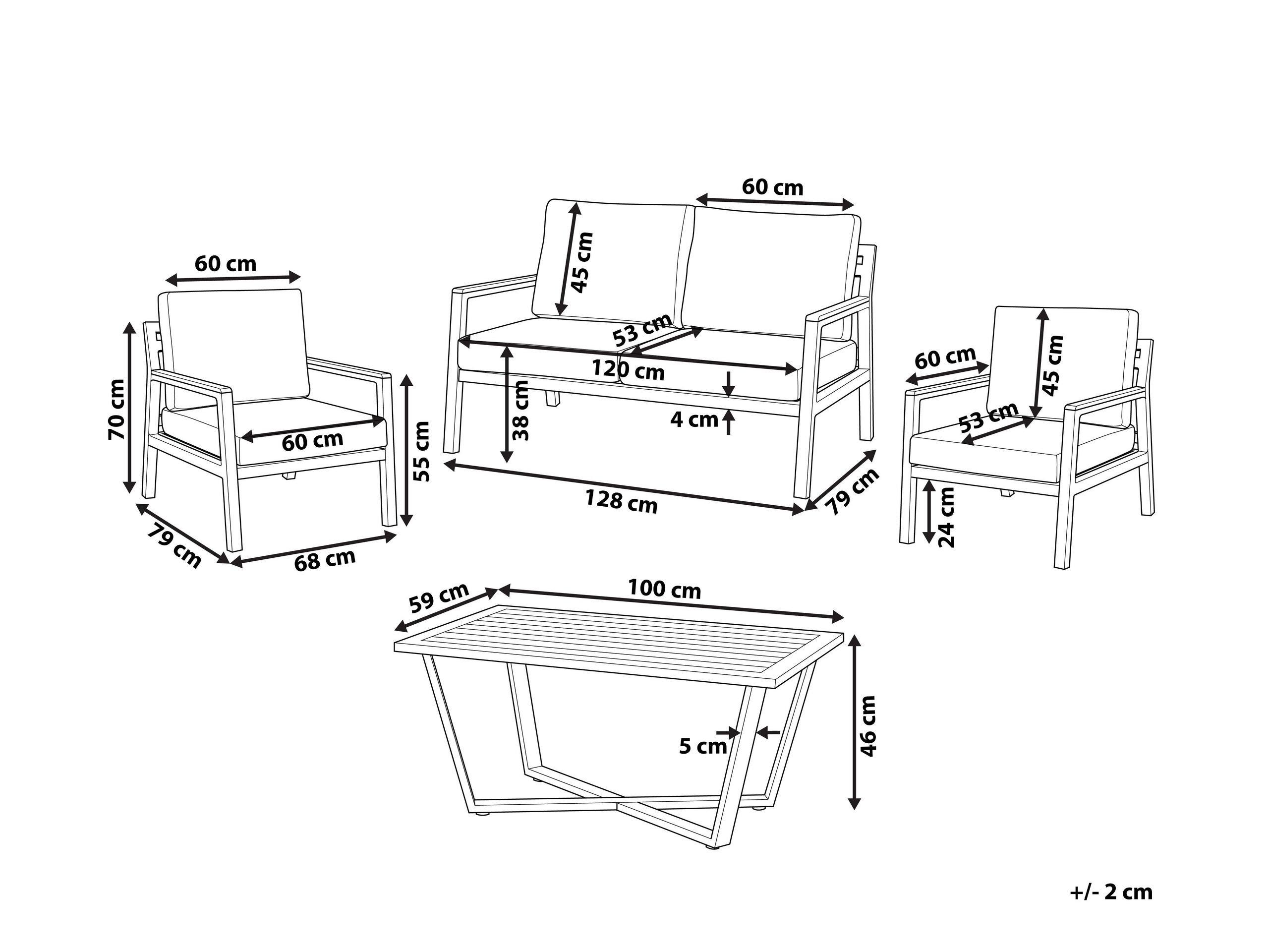 Beliani Lounge Set mit Tisch aus Aluminium Modern DELIA  