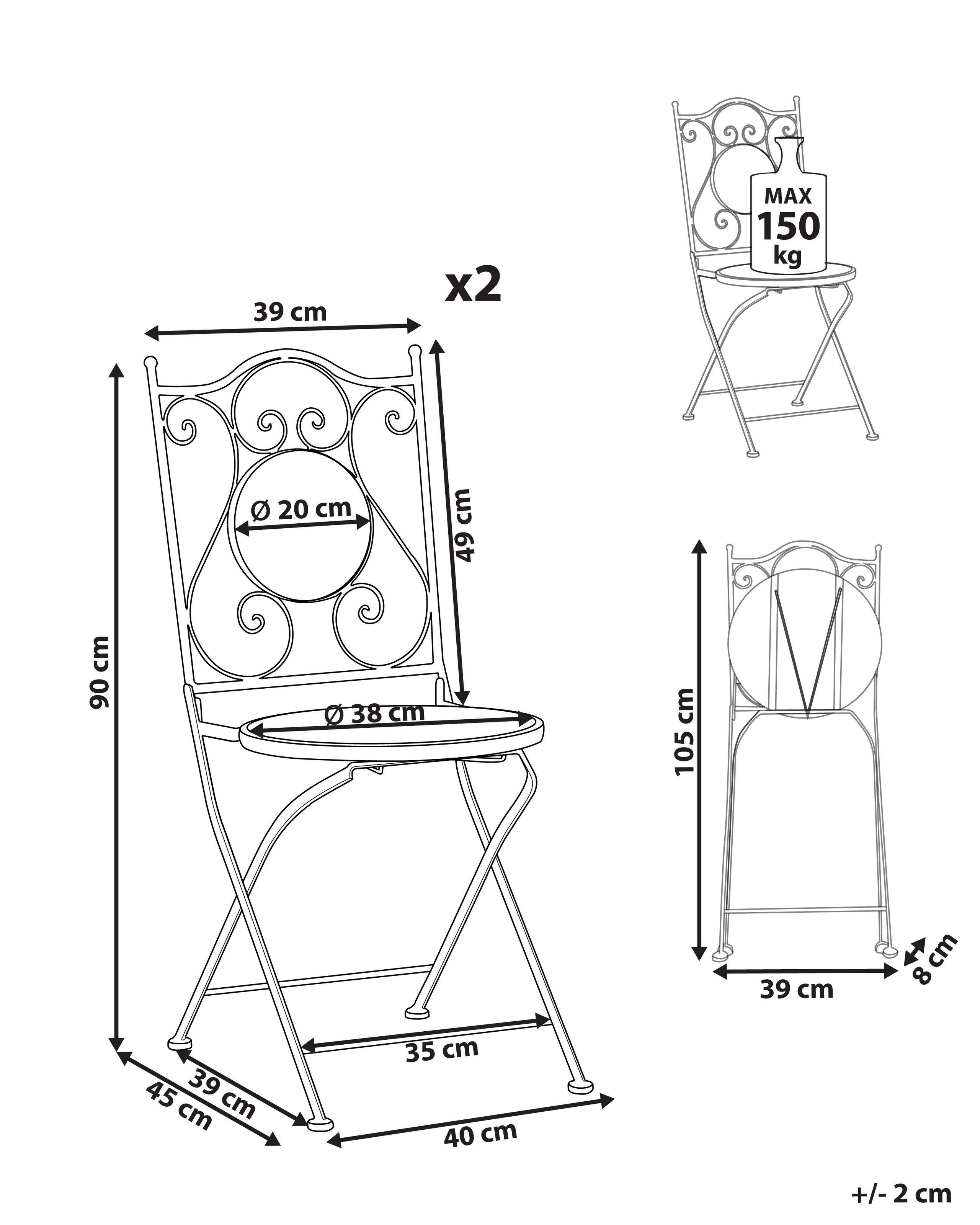 Beliani Chaise de jardin en Métal Rétro COZZANA  