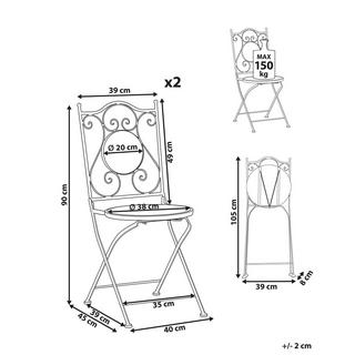 Beliani Lot de 2 chaises de jardin en Métal Rétro COZZANA  