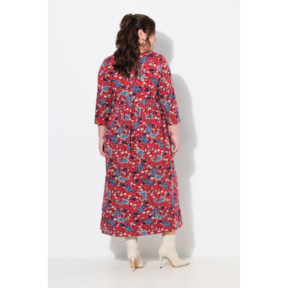 Ulla Popken Robe en jersey A-line Keyhole Col Rond Manches 3/4  