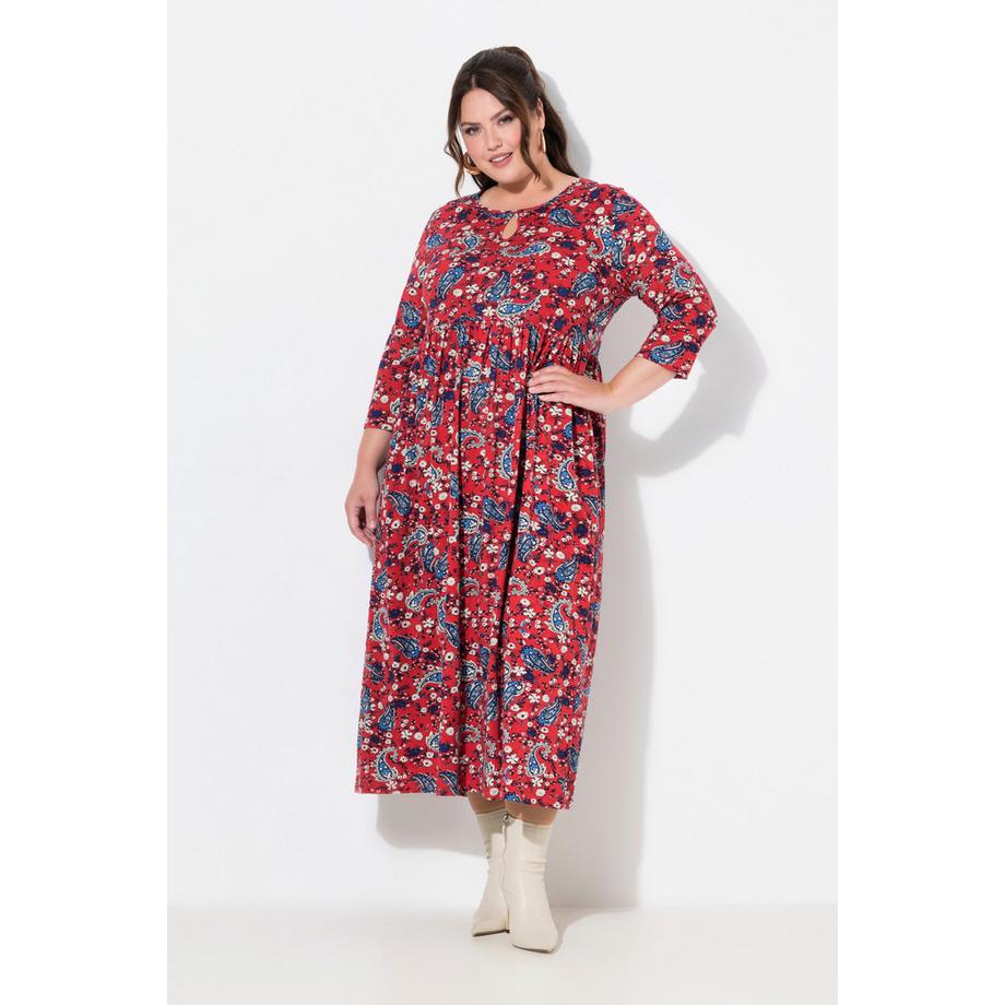 Ulla Popken Robe en jersey A-line Keyhole Col Rond Manches 3/4  