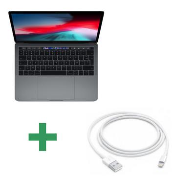 Ricondizionato MacBook Pro Touch Bar 13" 2019 Core i5 1,4 Ghz 8 Gb 128 Gb SSD Grigio spazio + Cavo Apple da Lightning a USB da 1 metro bianco