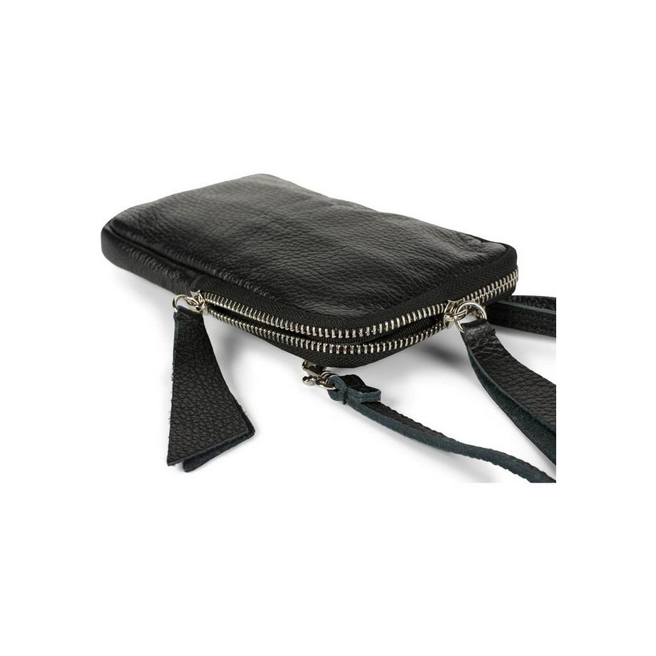 Only-bags.store Leder Handy Umhängetasche mit genarbter Oberfläche Reissverschluss  