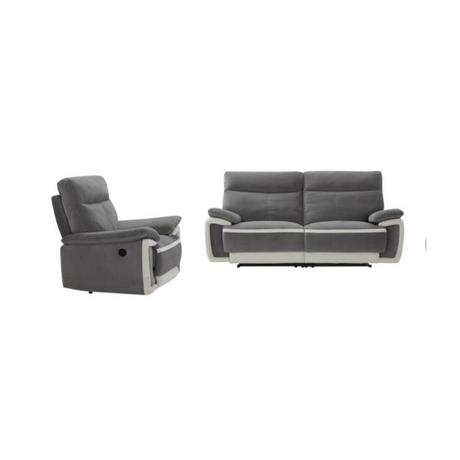 Vente-unique Couchgarnitur mit elektrischer Relaxfunktion 3+1 METTI Samt  