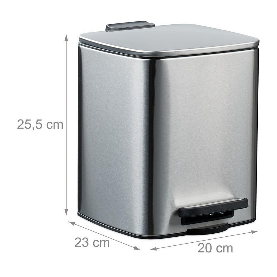 Northix Poubelle carrée à pédale 6 L, fermeture en douceur  