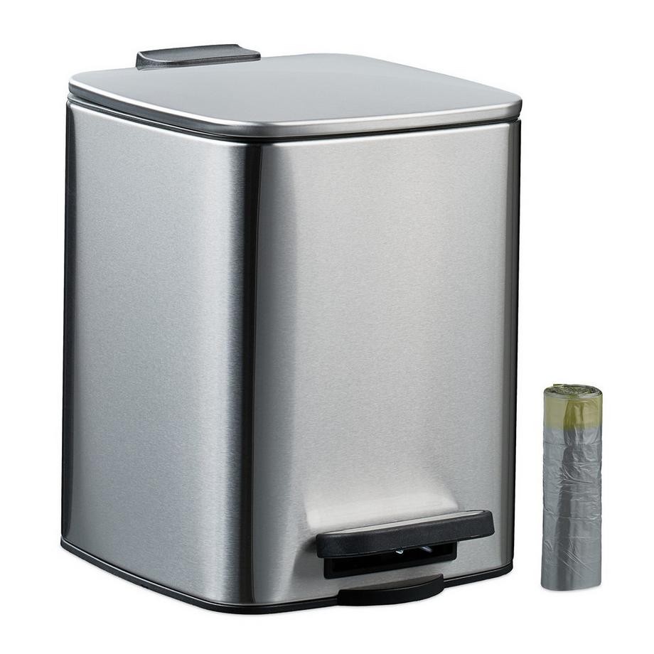 Poubelle carrée à pédale 6 L, fermeture en douceur