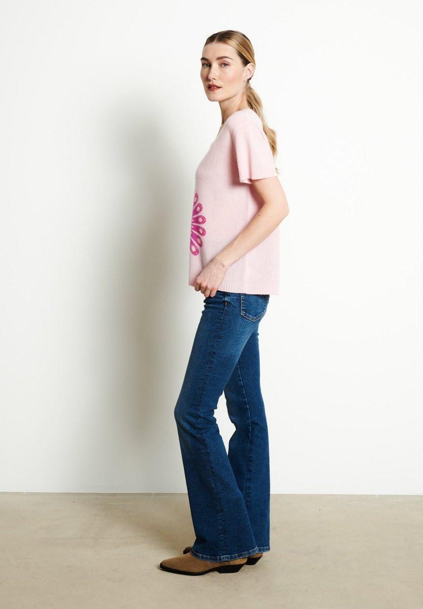 Studio Cashmere8 RIA 5 V-Neck T-Shirt Pfauendruck  