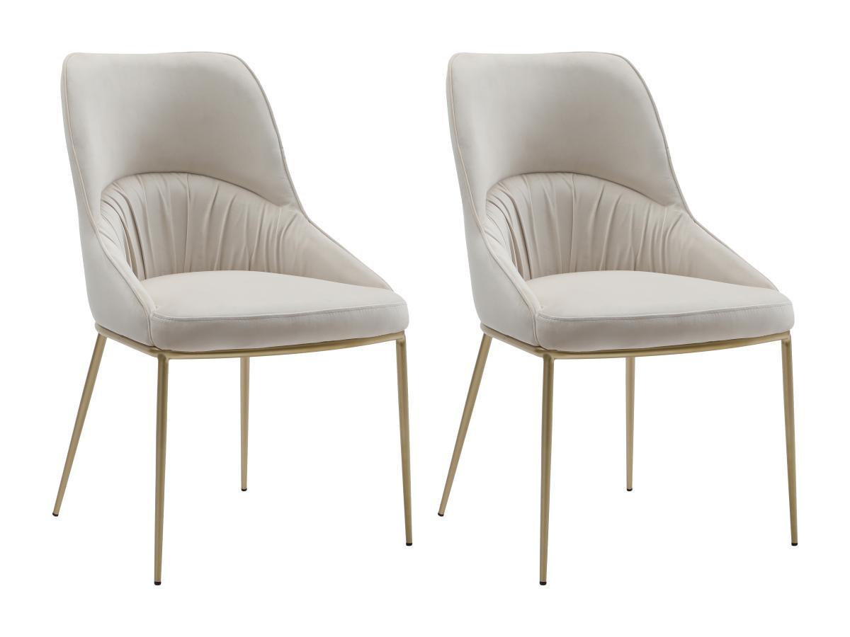 Vente-unique Lot de 2 chaises en velours et métal doré - Beige - DRINKA  