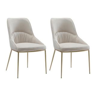 Vente-unique Lot de 2 chaises en velours et métal doré - Beige - DRINKA  