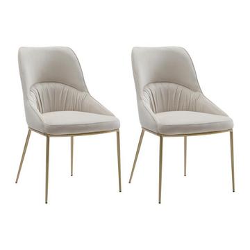 Lot de 2 chaises en velours et métal doré - Beige - DRINKA