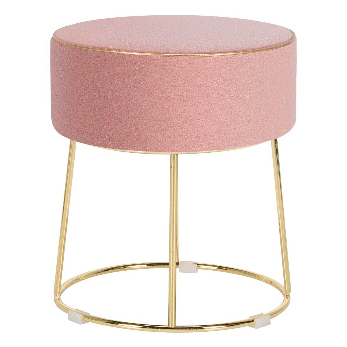 B2X Tabouret rond en velours avec pieds en métal, tabouret de dressing rembourré  
