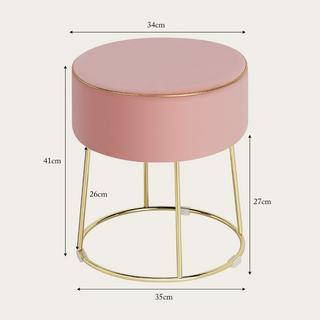 B2X Tabouret rond en velours avec pieds en métal, tabouret de dressing rembourré  