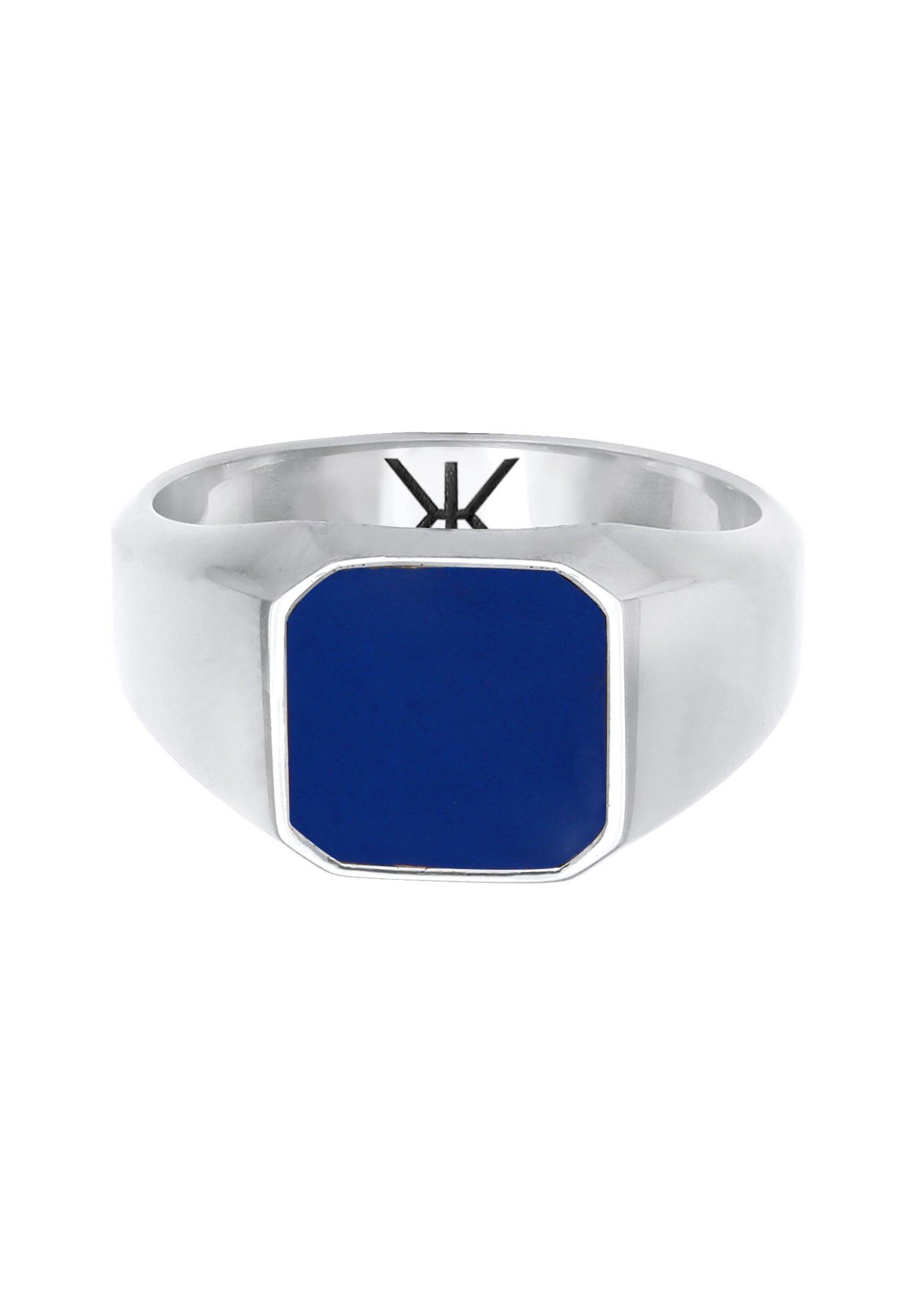 Kuzzoi  Bague Herren Siegelring Emaille Blau Basic 925 Silber 