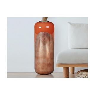 Vente-unique Große Vase - emailliertem Metall - D 30 x H 82 cm - Terracotta & Blattkupfer-Optik - PERLIN  