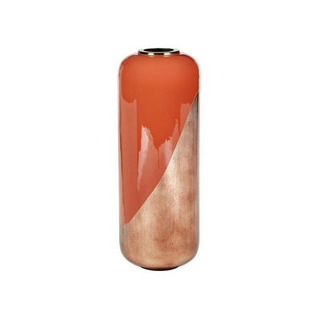 Vente-unique Große Vase - emailliertem Metall - D 30 x H 82 cm - Terracotta & Blattkupfer-Optik - PERLIN  
