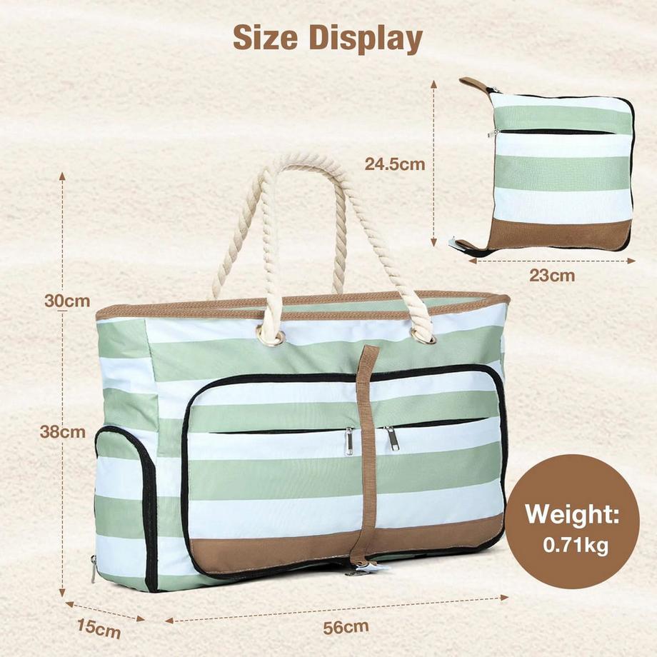 Only-bags.store Grosse Strandtasche mit Reissverschluss vielseitiger Shopper Saunatasche Reisetasche Einkaufstasche  