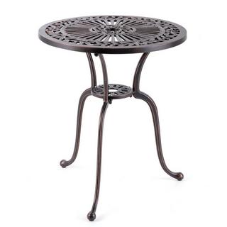B2X Table de bistro en fonte d'aluminium, table de balcon résistante aux intempéries avec trou pour parasol 61 x 61 x 71 cm rouge cuivre  