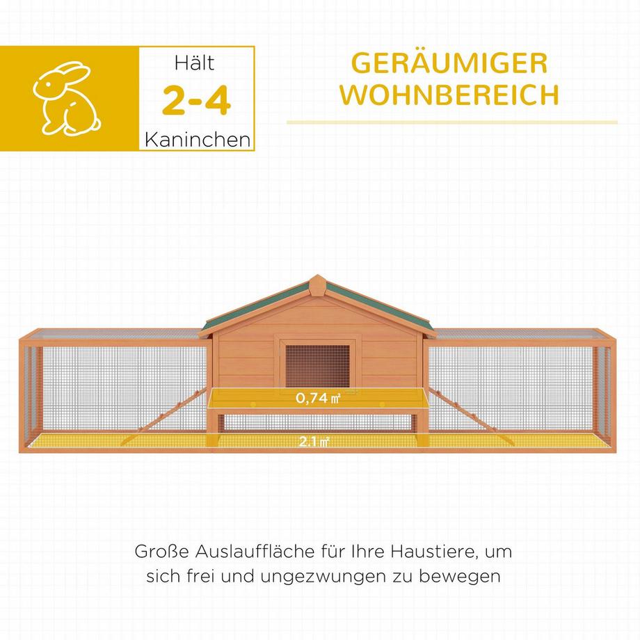 Northio  Clapier À Lapin Xxl Avec Enclos Extérieur Cage À Lapin Spacieuse, Bois De Sapin Et Fil Métallique, 100X68X59Cm 