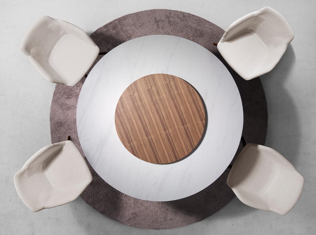 ANGEL CERDA Table à manger ronde marbre porcelaine  