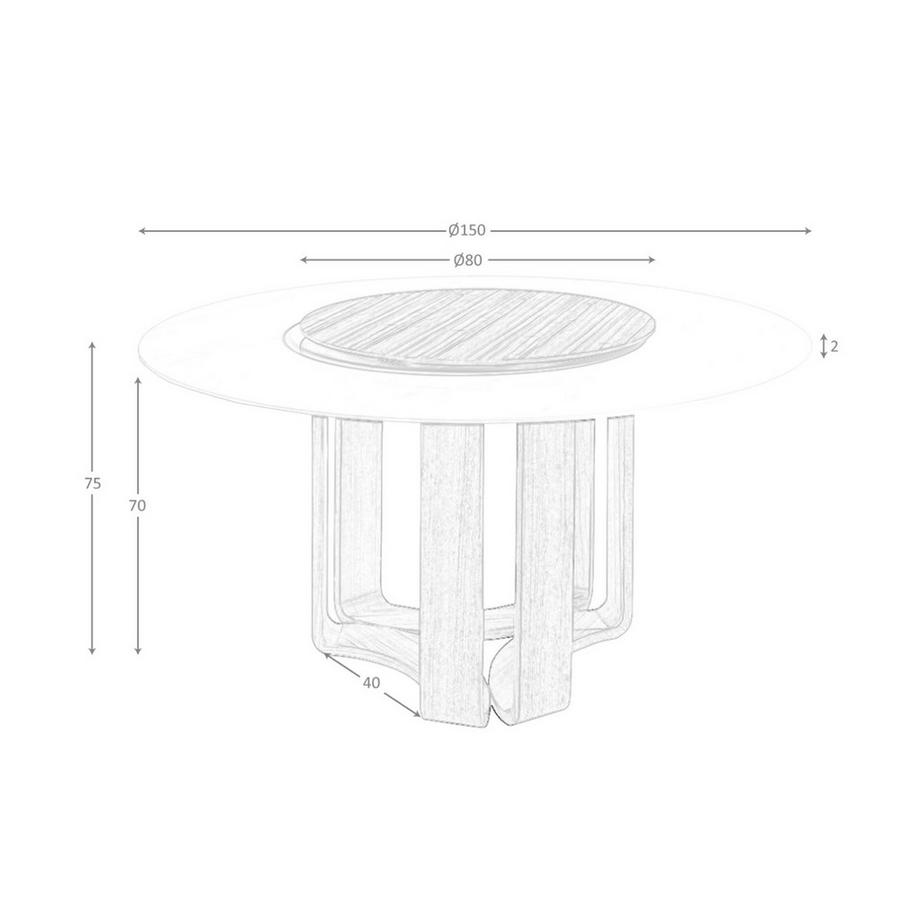 ANGEL CERDA Table à manger ronde marbre porcelaine et noyer  