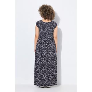 Ulla Popken Abito Smock Fiocchi Linea A Scollo Quadrato Mezza Manica  