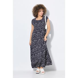 Ulla Popken Abito Smock Fiocchi Linea A Scollo Quadrato Mezza Manica  