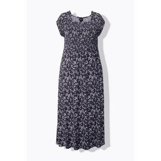 Ulla Popken Abito Smock Fiocchi Linea A Scollo Quadrato Mezza Manica  