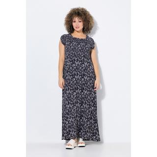 Ulla Popken Abito Smock Fiocchi Linea A Scollo Quadrato Mezza Manica  