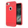 Cover-Discount  iPhone 8 / 7 - Etui en caoutchouc silicone métal look carbone Rouge