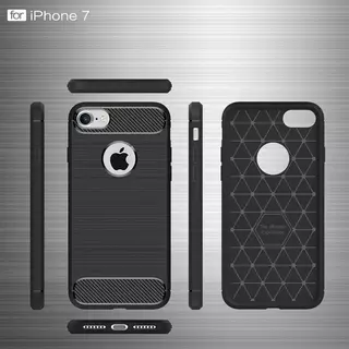 Cover-Discount  iPhone 8 / 7 - Etui en caoutchouc silicone métal look carbone Rouge