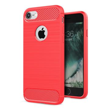 iPhone SE / 8 / 7 - Silikon Gummi Case Metall Carbon Look