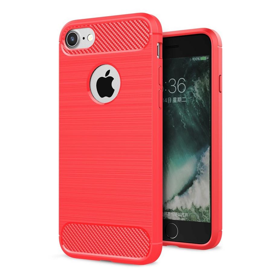 Cover-Discount  iPhone SE / 8 / 7 - Silikon Gummi Case Metall Carbon Look 