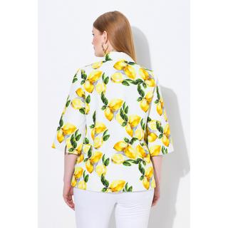 Ulla Popken Giacca Stampa Limoni A-Line Collo Camicia Maniche 3/4  