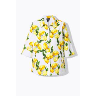 Ulla Popken Giacca Stampa Limoni A-Line Collo Camicia Maniche 3/4  