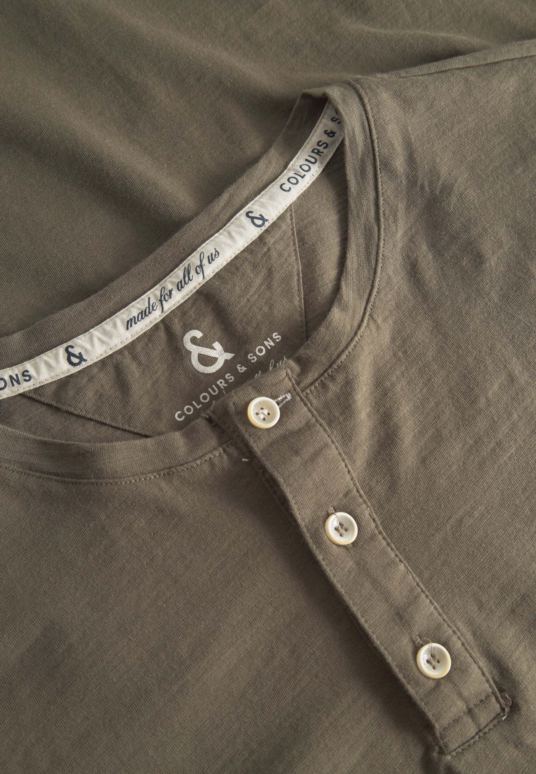 Colours & Sons  t-shirt à manches longues Henley - Slub 