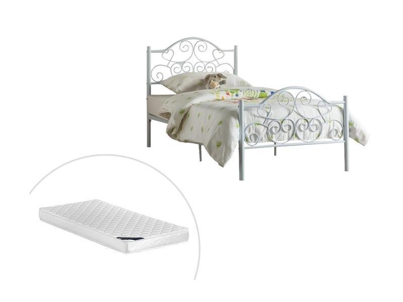 Vente-unique Letto  Metallo Bianco + materasso LEYNA  