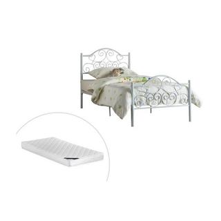 Vente-unique Letto  Metallo Bianco + materasso LEYNA  