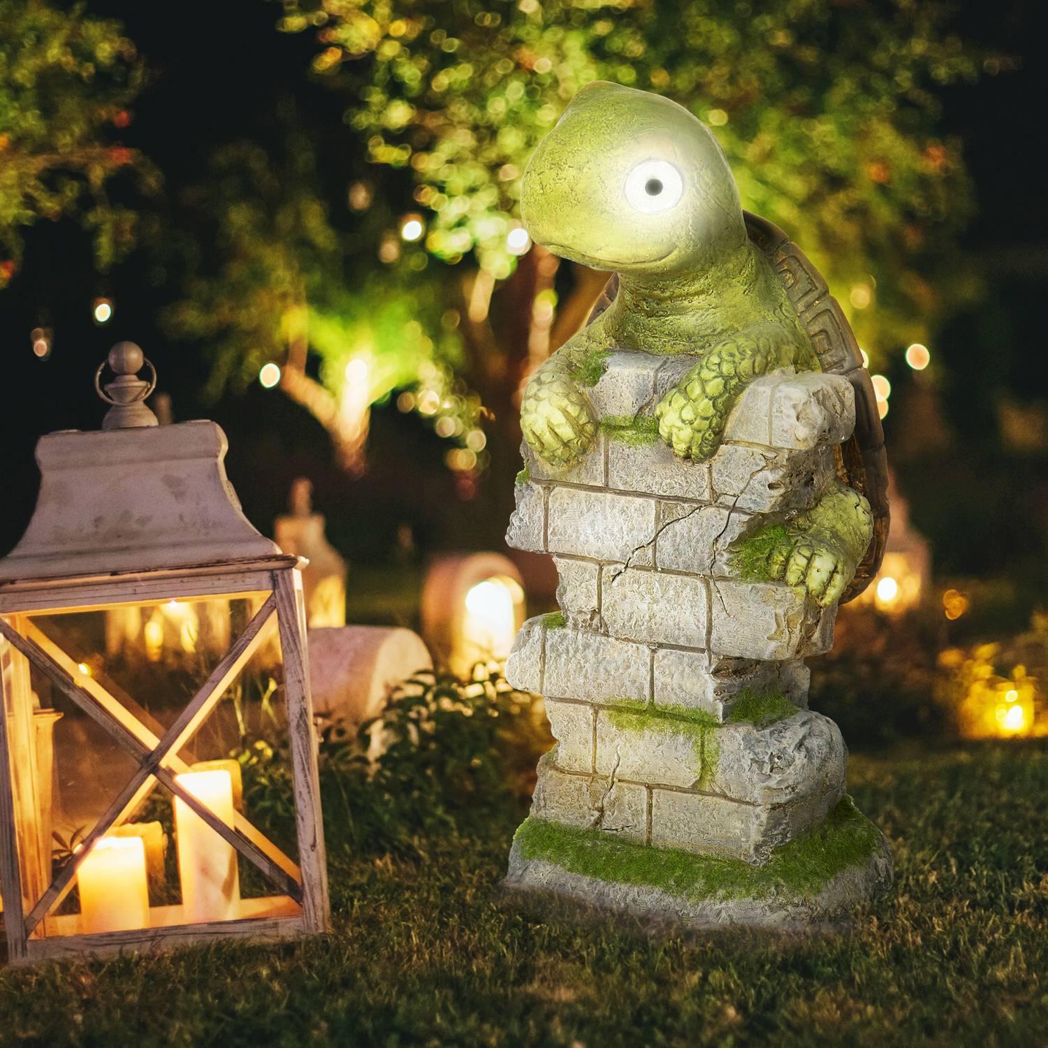 Northio Sculpture De Tortue Avec Décoration De Jardin À Lumière Solaire Led, Ornement Extérieur De 14,5 Po Pour Pelouse, Jardin, Cour  