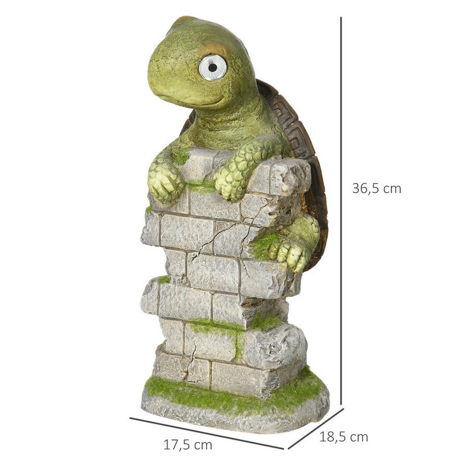Northio Schildkröten-Skulptur Mit Led Solarleuchte Gartenfigur, 36,5 Cm Outdoor-Ornament Für Rasen, Garten, Hof  
