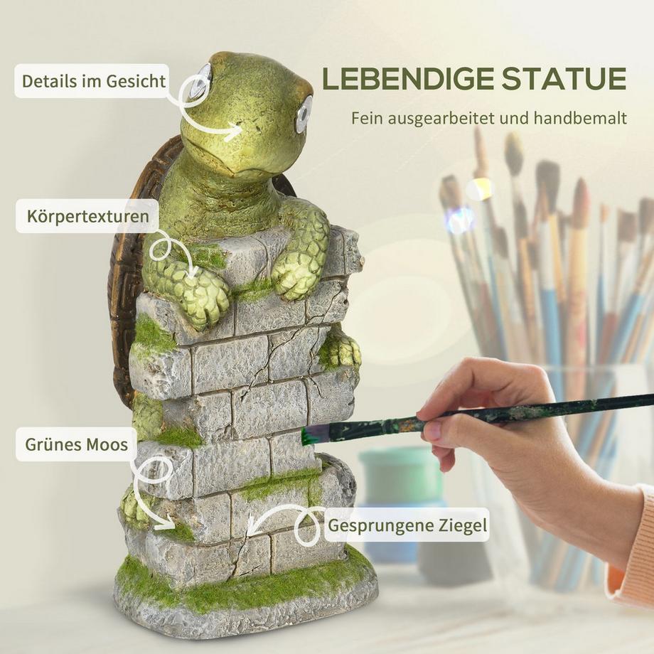 Northio Schildkröten-Skulptur Mit Led Solarleuchte Gartenfigur, 36,5 Cm Outdoor-Ornament Für Rasen, Garten, Hof  