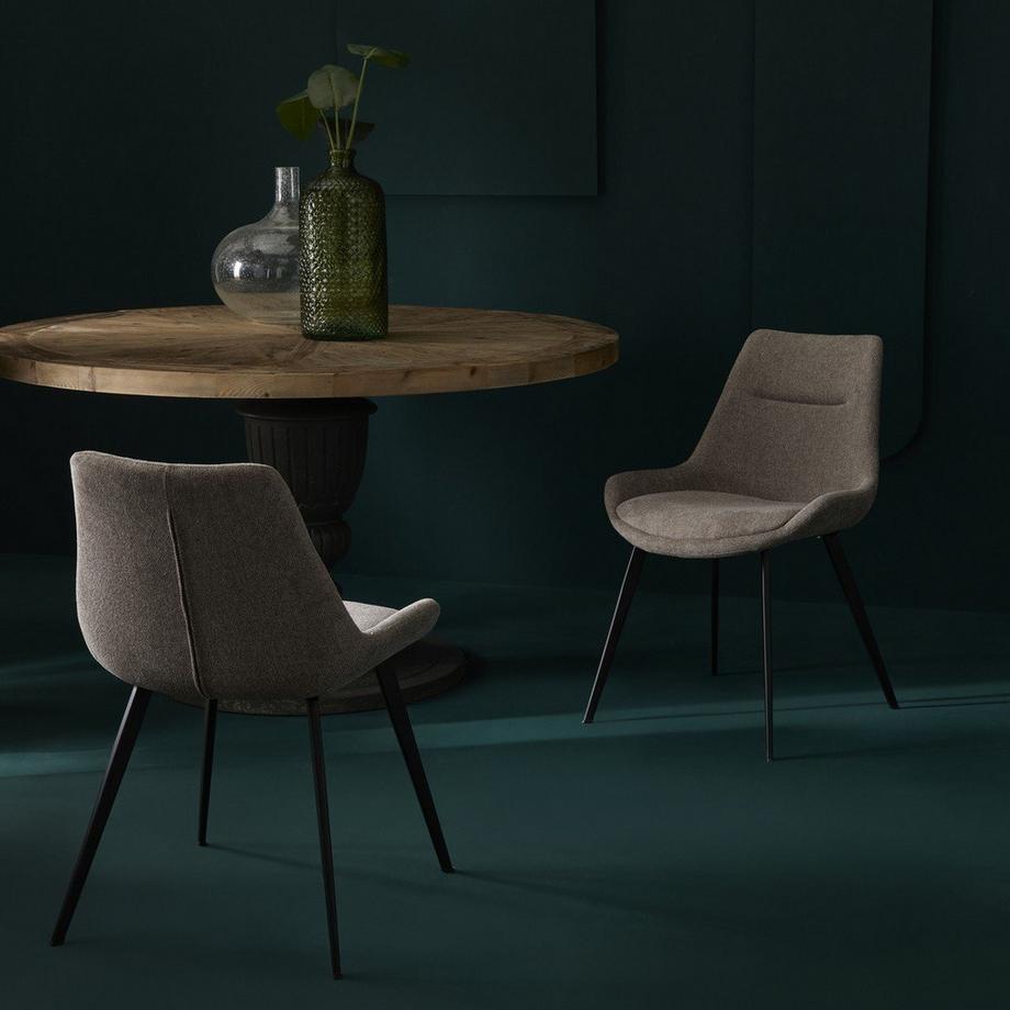 Calicosy Set mit 2 Stühlen aus taupefarbenem Stoff  - COLOMBE  