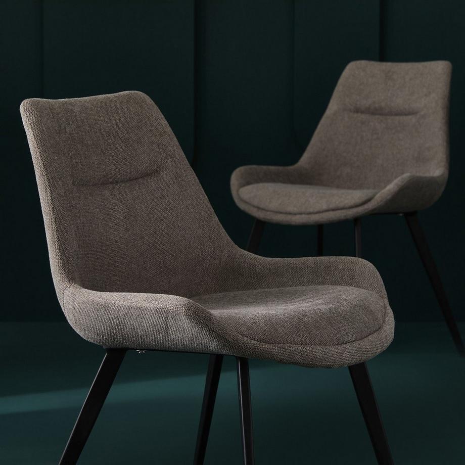 Calicosy Set mit 2 Stühlen aus taupefarbenem Stoff  - COLOMBE  